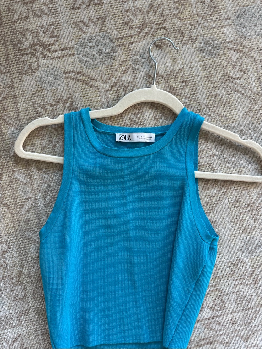 ZARA Bright Turquoise Ribbed Tank Top